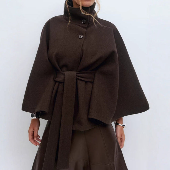 Charlie-quebec™ – Cape Élégante pour Femme avec Ceinture et Col Haut