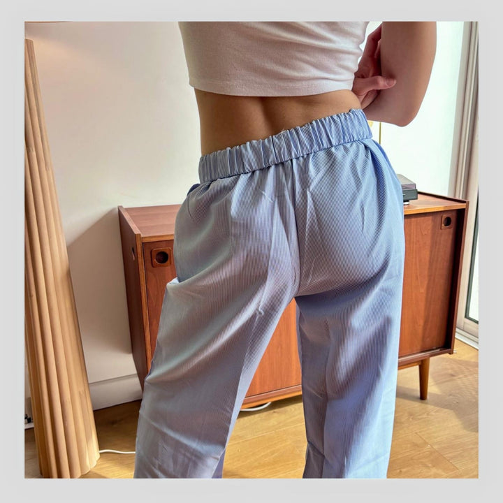 Pantalon Large à Rayures – Taille Élastique