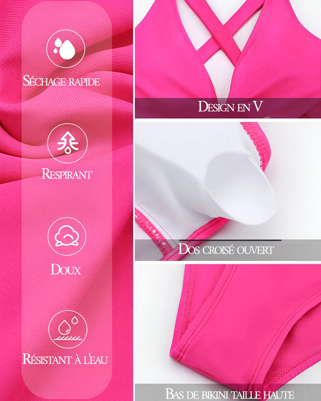 Charlie-quebec™ – Maillot 1 Pièce Chic Dos Croisé