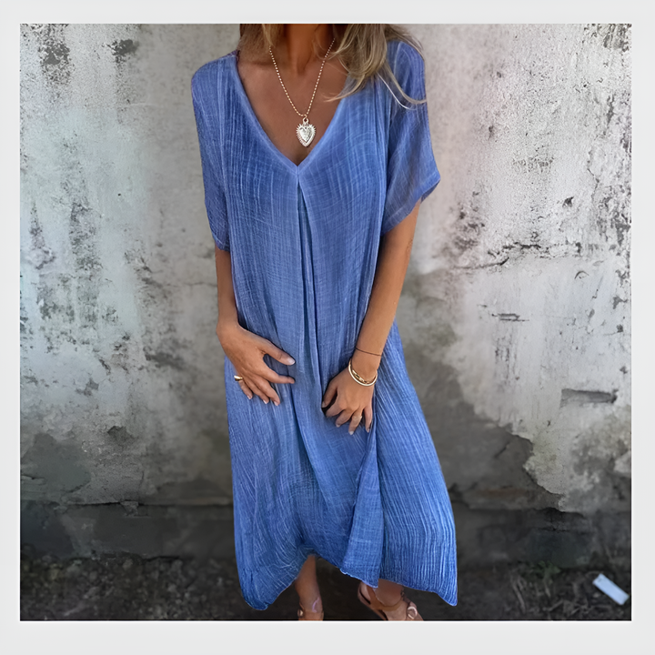 Robe Midi Col V – Signature Élégance Charlie Quebec™