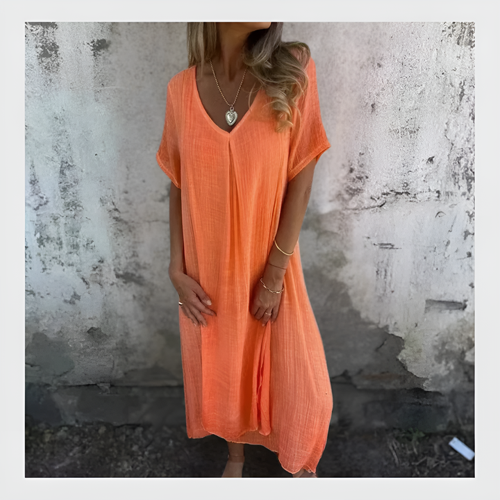 Robe Midi Col V – Signature Élégance Charlie Quebec™