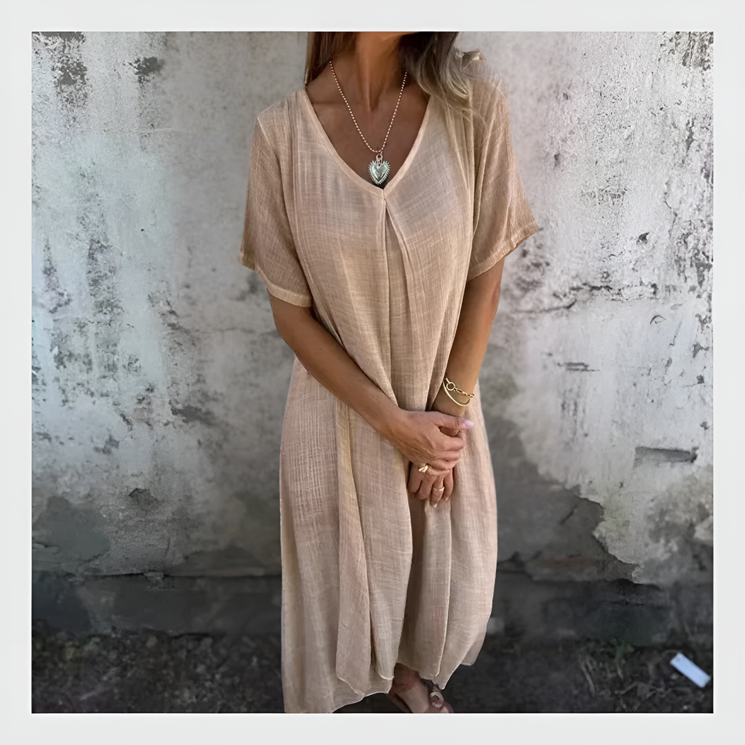 Robe Midi Col V – Signature Élégance Charlie Quebec™