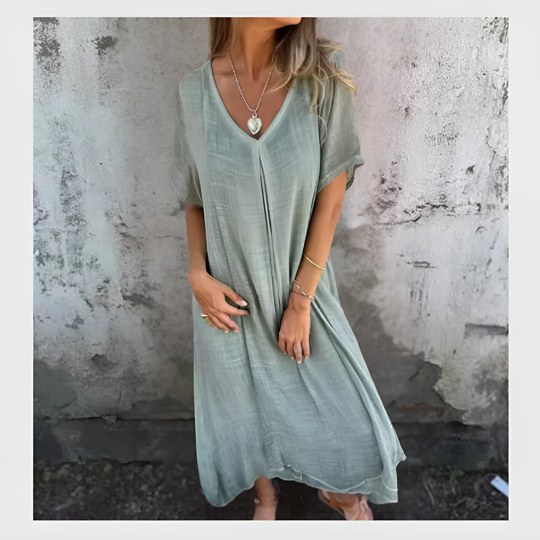 Robe Midi Col V – Signature Élégance Charlie Quebec™