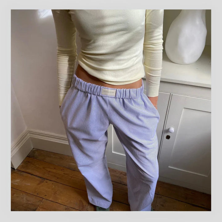 Pantalon Large à Rayures – Taille Élastique