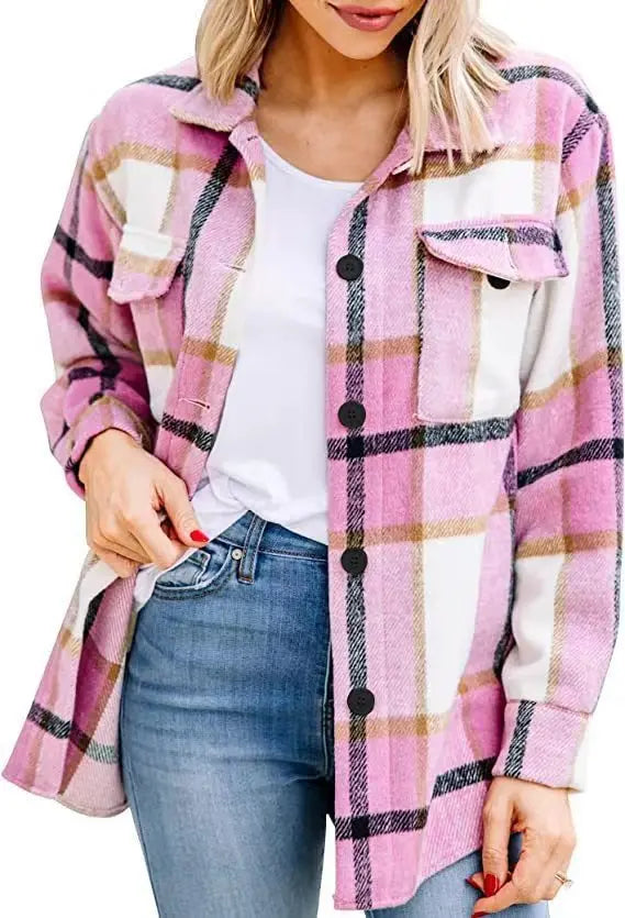 Charlie-quebec™ – Veste Shacket en Flanelle à Carreaux