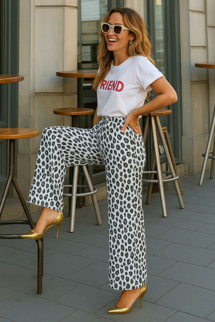 Pantalon Léopard Confort – Taille Haute & Poches