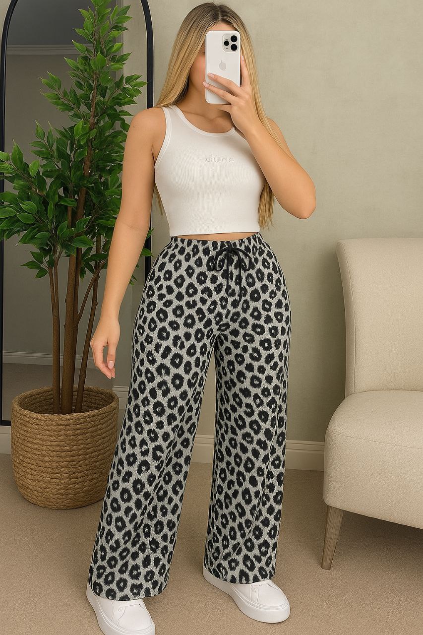 Pantalon Léopard Confort – Taille Haute & Poches