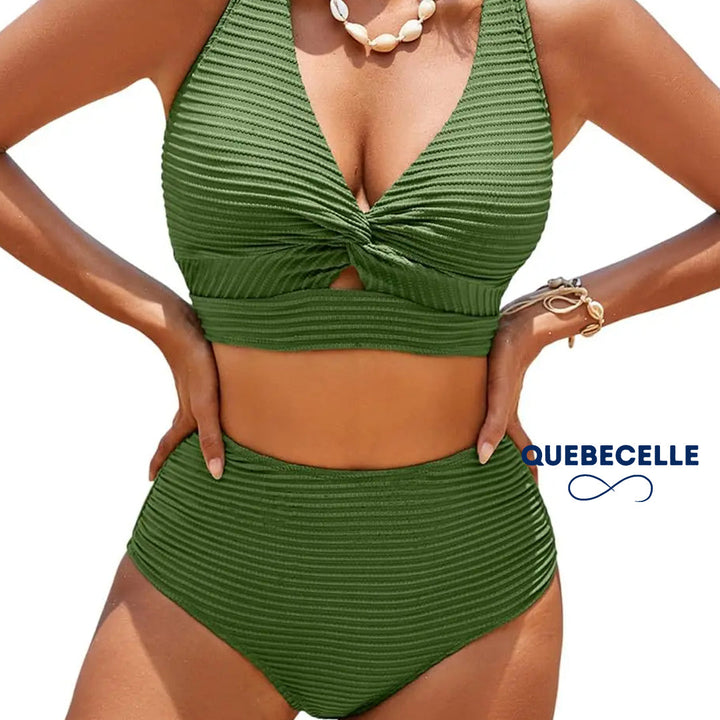 Charlie-quebec™ – Bikini Sculptant Texturé à Taille Haute