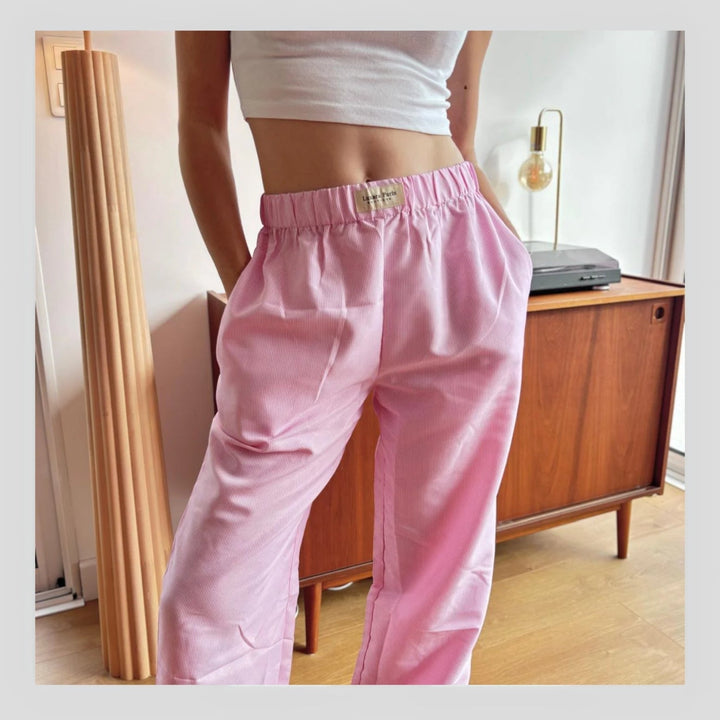 Pantalon Large à Rayures – Taille Élastique