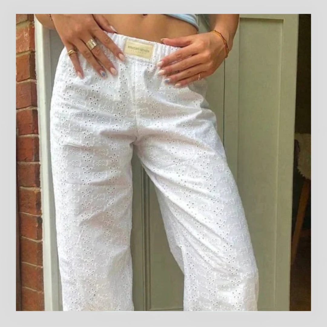 Pantalon Large à Rayures – Taille Élastique