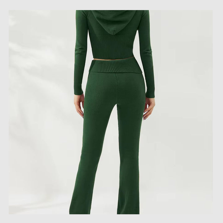 Ensemble Côtelé Lounge – Hoodie Zippé & Pantalon Taille Haute