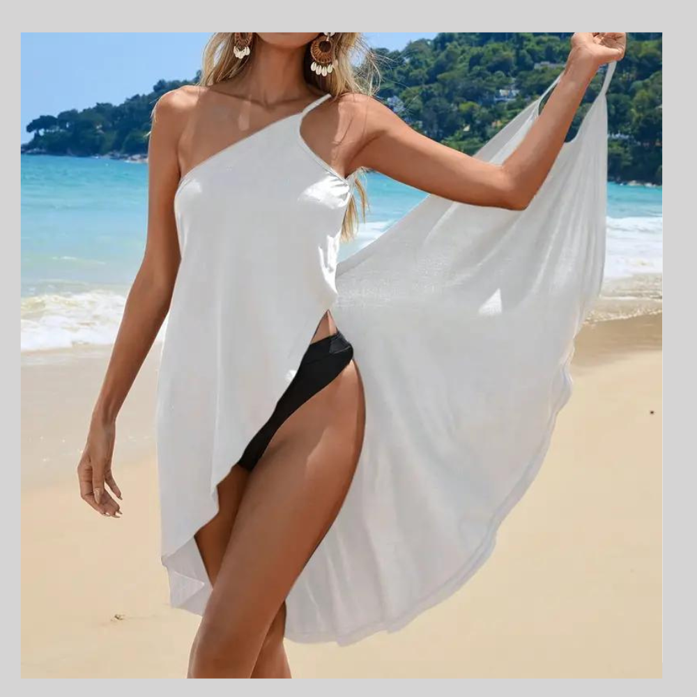 Robe de Plage Épaule Dénudée – Grâce & Légèreté