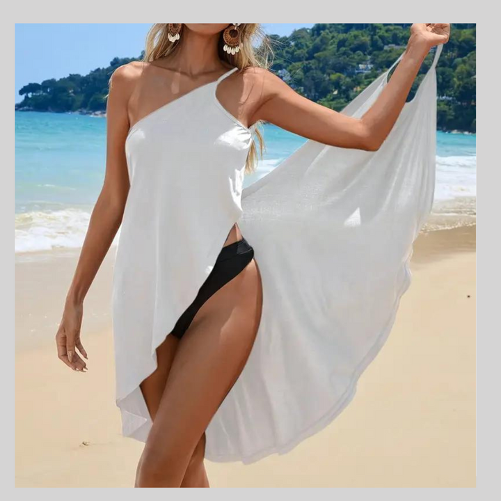 Robe de Plage Épaule Dénudée – Grâce & Légèreté