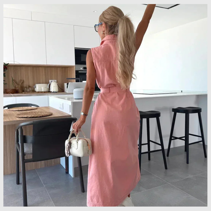 Robe Longue en Denim – Détails Boutons & Style Chic