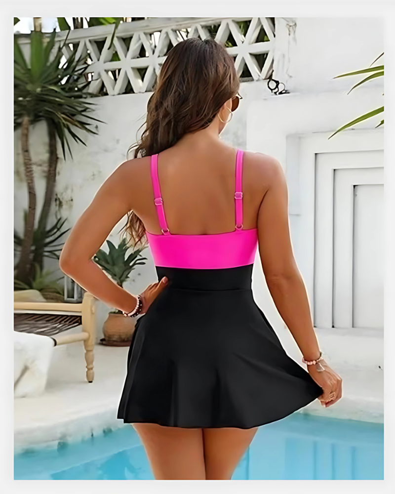 Maillot Sculptant – Jupe Intégrée & Touche Nouée