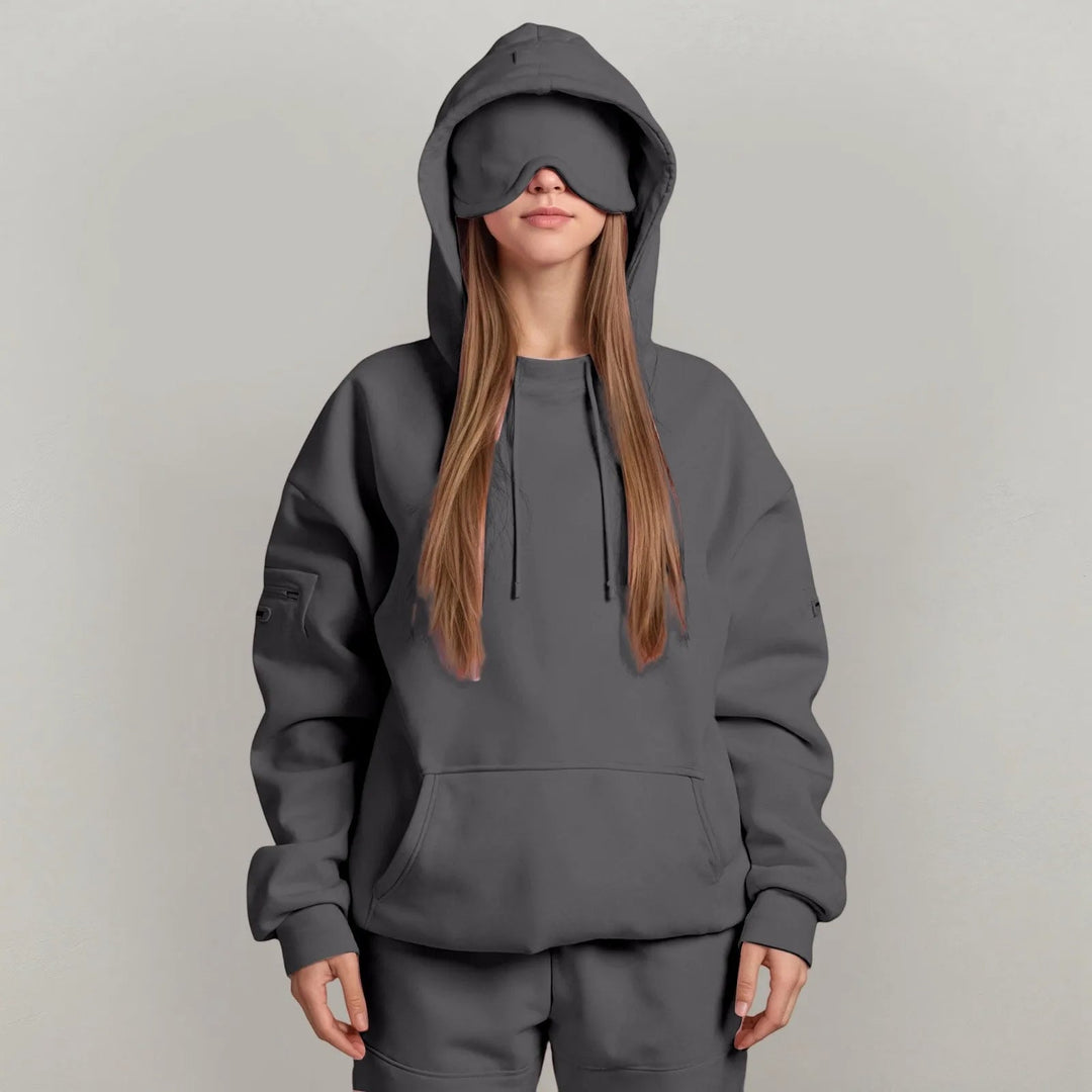 Charlie-quebec™ – Sweat à capuche Chic avec masque pour les yeux de voyage