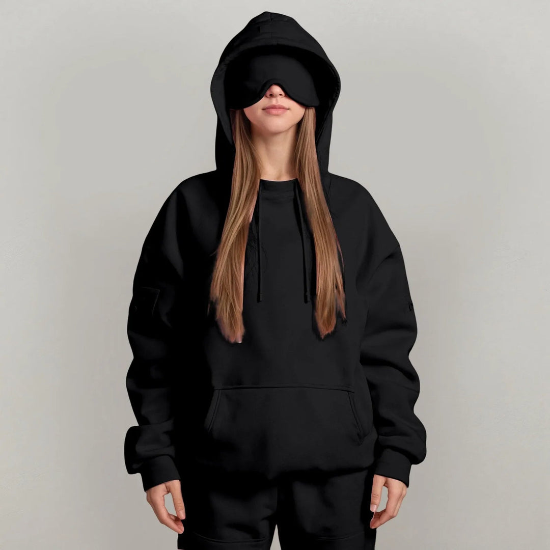 Charlie-quebec™ – Sweat à capuche Chic avec masque pour les yeux de voyage
