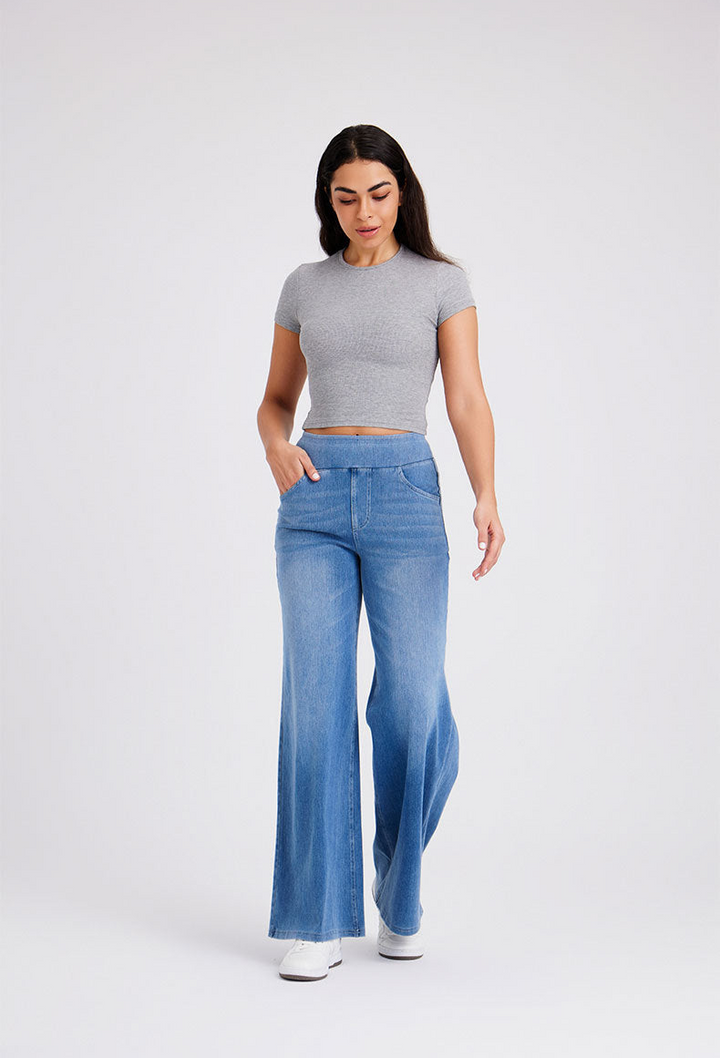 Jean Bootcut Taille Haute – Confort Extensible & Style Intemporel