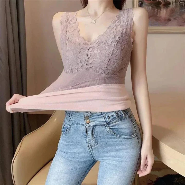 Gilet Thermique Dentelle – Confort & Élégance