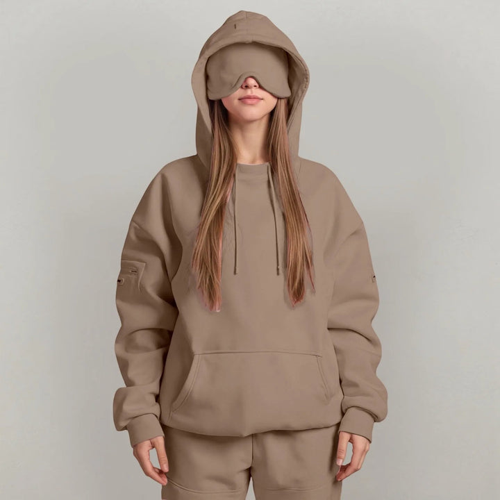 Charlie-quebec™ – Sweat à capuche Chic avec masque pour les yeux de voyage