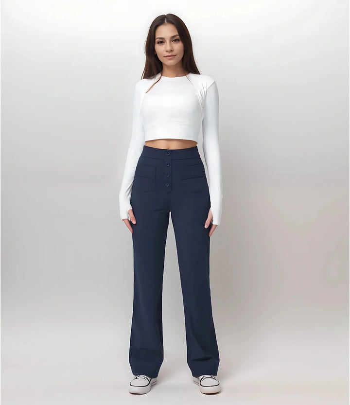 Velmira – Pantalon taille haute, coupe droite & confort absolu