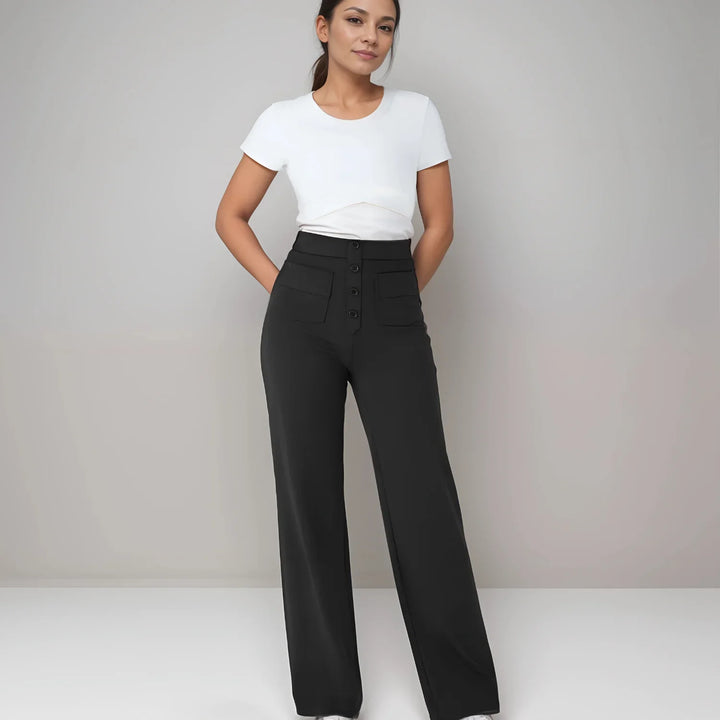Velmira – Pantalon taille haute, coupe droite & confort absolu