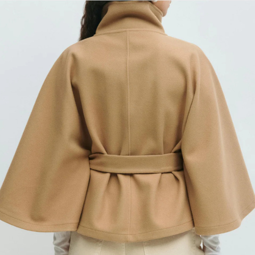Charlie-quebec™ – Cape Élégante pour Femme avec Ceinture et Col Haut