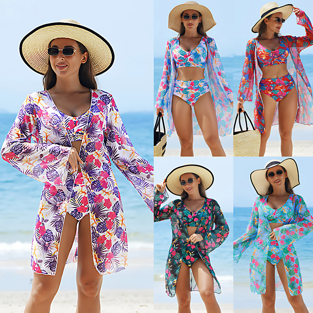 Charlie-quebec™ –  Maillot de bain 3 pièces imprimé multicolore pour femme