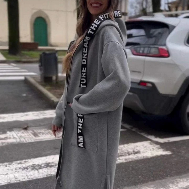 Charlie-quebec™ – Sweat à capuche long et décontracté femme
