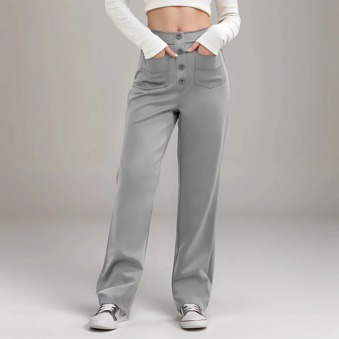 Velmira – Pantalon taille haute, coupe droite & confort absolu