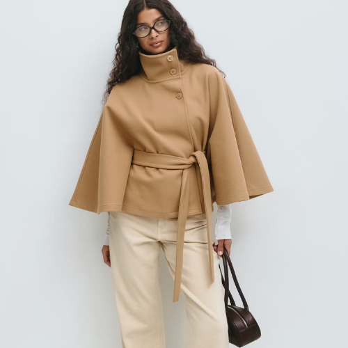 Charlie-quebec™ – Cape Élégante pour Femme avec Ceinture et Col Haut