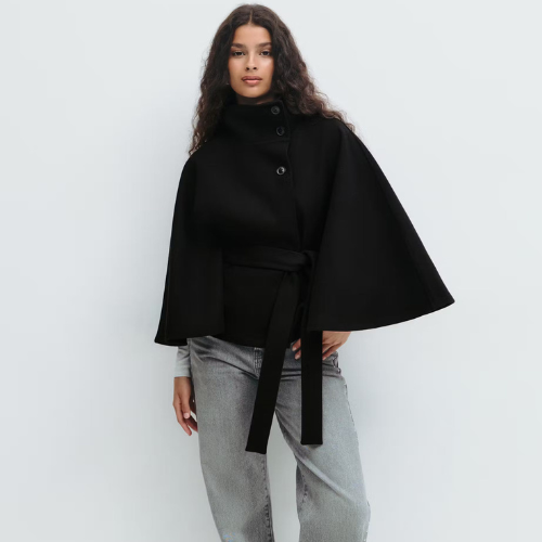 Charlie-quebec™ – Cape Élégante pour Femme avec Ceinture et Col Haut